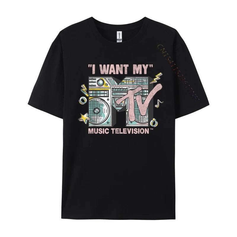 I Want My Retro Boombox Casual T-Shirt Tops & Tees Cotton Men Design Tops & Tees Top Quality Harajuku