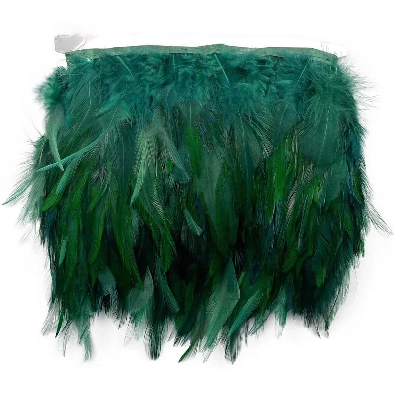 FeatherColored Pheasant Feathers On Tape Trim Fringe White Black Rooster Chicken Feather Skirt Trims Clothes Ribbon Sewing Handicrafts