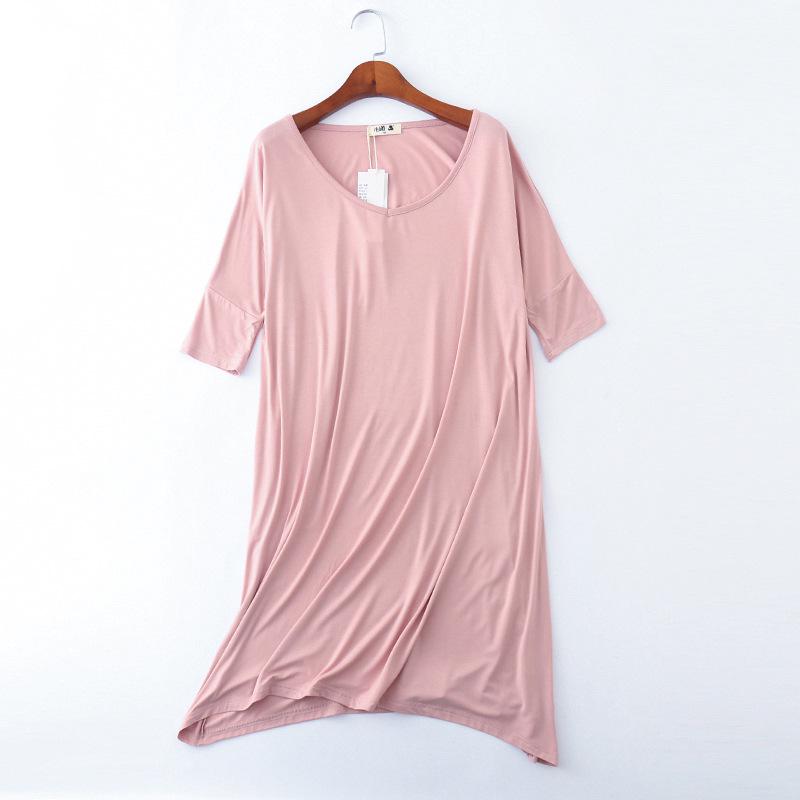 

Платье-футболка из модала больших размеров с рукавами средней длины - ночная рубашка весна/лето XL (83-115 kg)