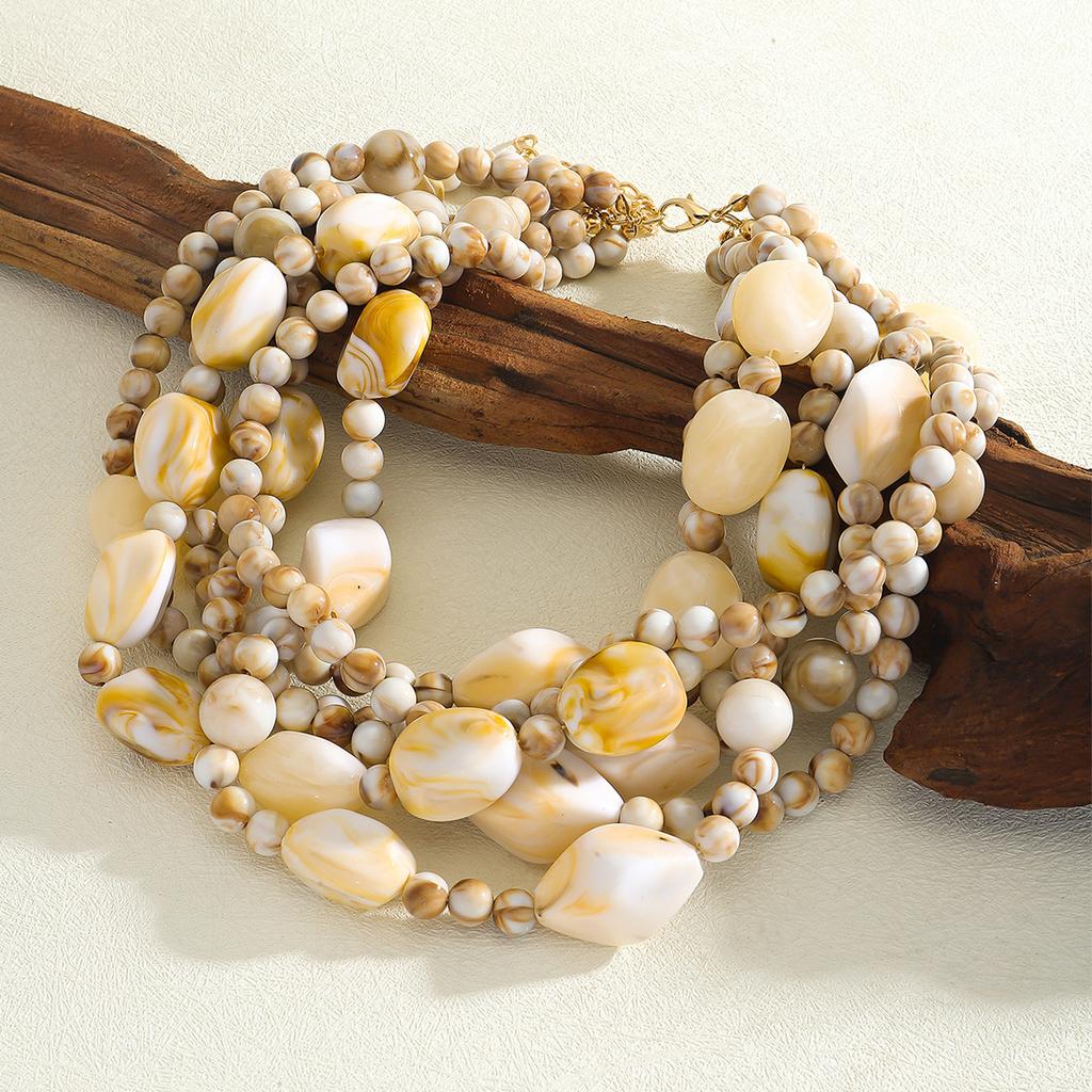 Fashion, hand-beaded multi-layer necklace, personality trend, boho style, layered collarbone chain, daily casual