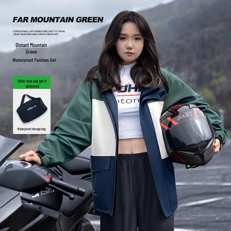 

Светоотражающий водонепроницаемый дождевик с дождевыми брюками, готовый для мотоциклистов, утолщенный для езды и рыбалки XL