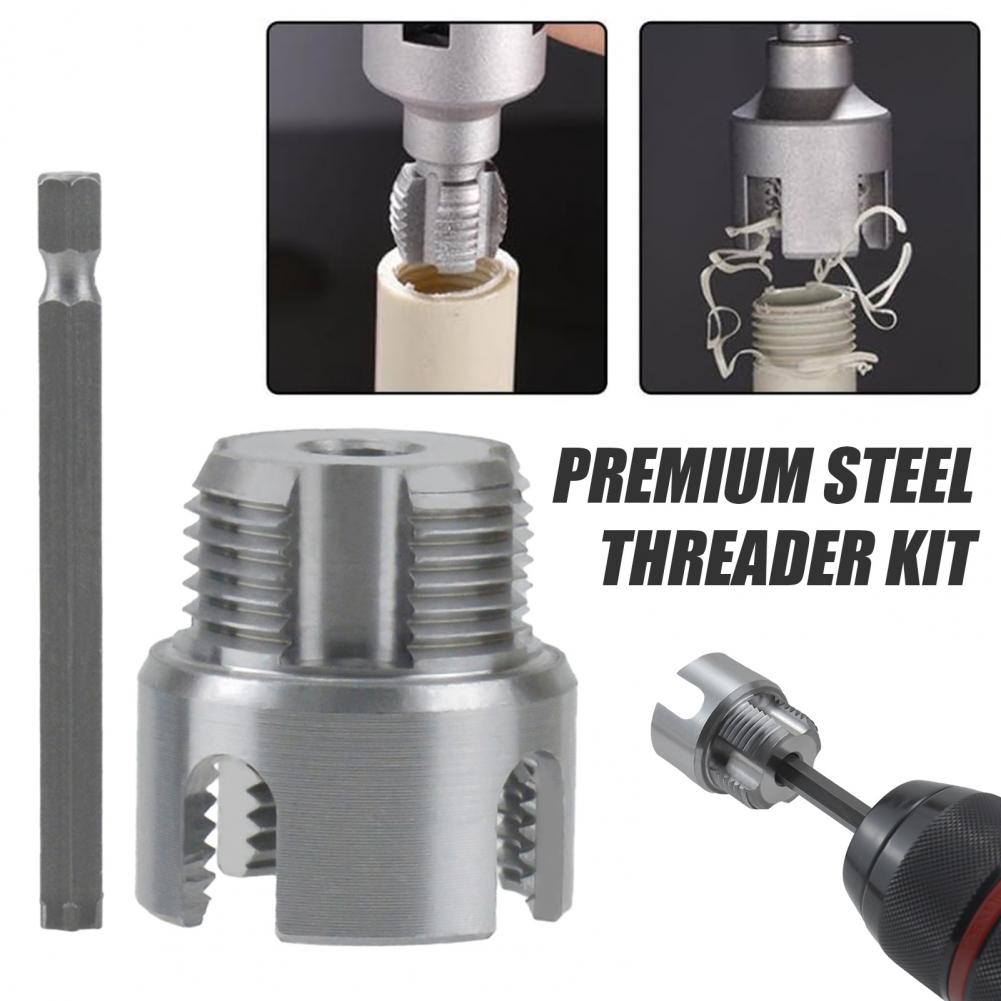 Pipe Thread Cutter Universal Pipe Thread Cutter Electric Drill Pvc Pipe Threader Kit for Internal External Threading