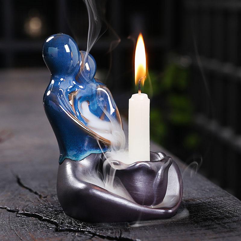 

Многофункциональная курильница для благовоний с обратным потоком и подсвечник, курильница-водопад, подарок на День святого Валентина - без благовоний