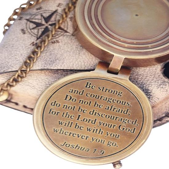 Be Strong and Courageous Brass Engraved Compass, Pocket Compass, Baptism Gifts, Best Easter, Birthday Gifts