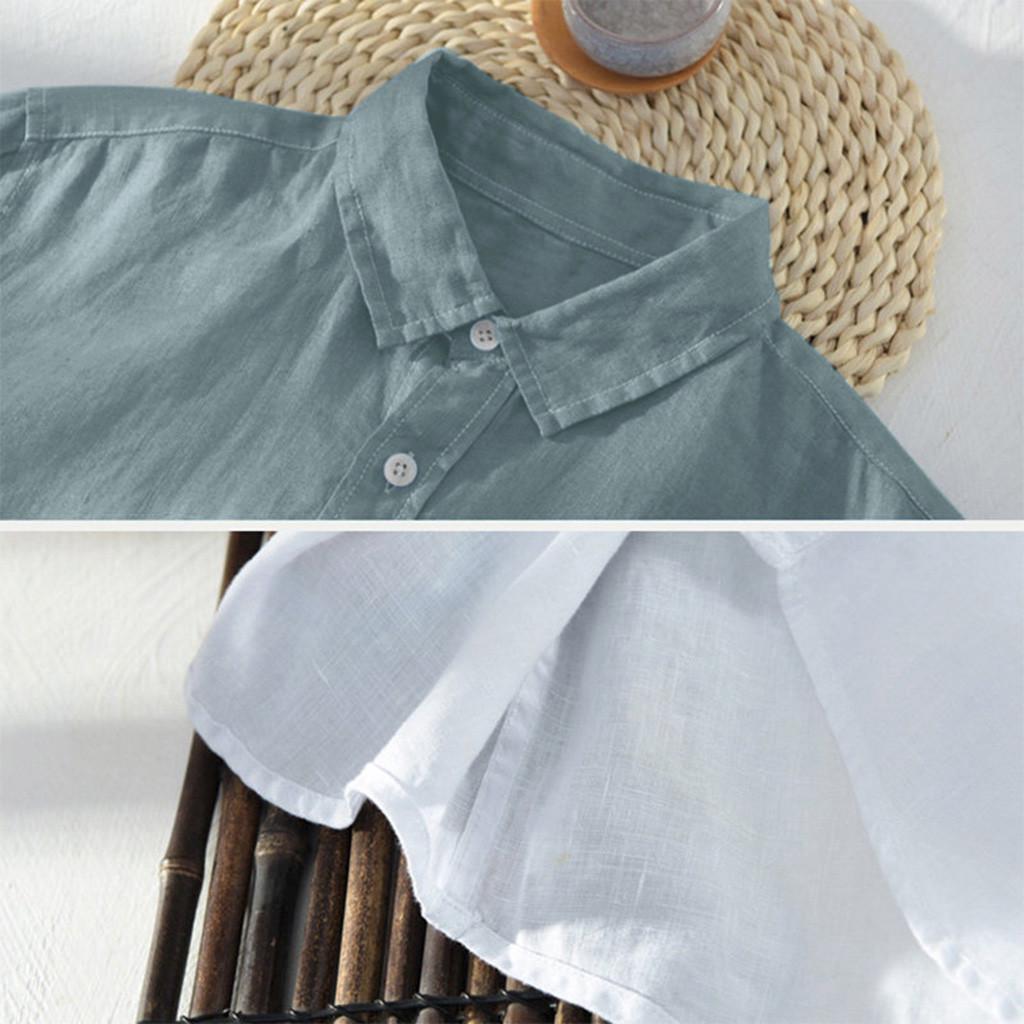 Summer Mens Cool Thin Breathable Lapel Collar Hanging Dyed Gradient Cotton Shirt