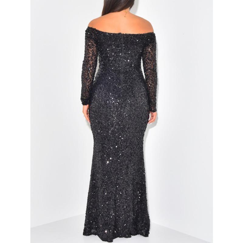 Elegant Tube Top Long Sleeve Hip Skirt Dress for Women 2025 Autumn and Winter