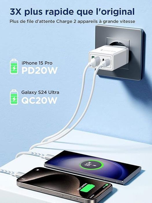 Chargeur - SAMI - 40W - 4 Ports - Charge Rapide - Protection Surchauffe
