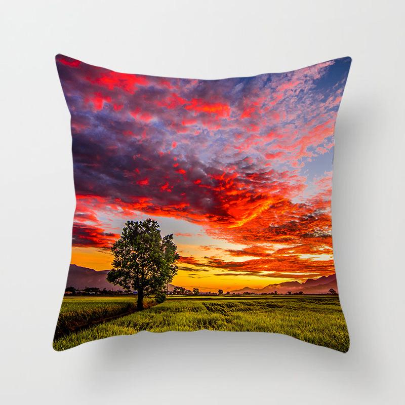 Sunset Sunset Beach Scenery Printed Pillow Cover Sofa Decoration Car Office Seat Cushion Cover Room Home Decor Pillow Cover