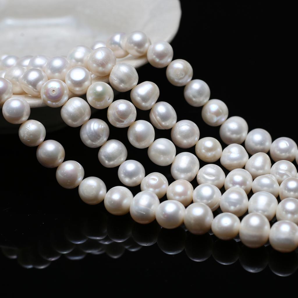 1String, White Natural Freshwater Pearls, Handmade Round Pearl Beads, 10-11 Mm, for DIY Necklace Accessories, Jewelry Making, Women Gift, 36 Cm