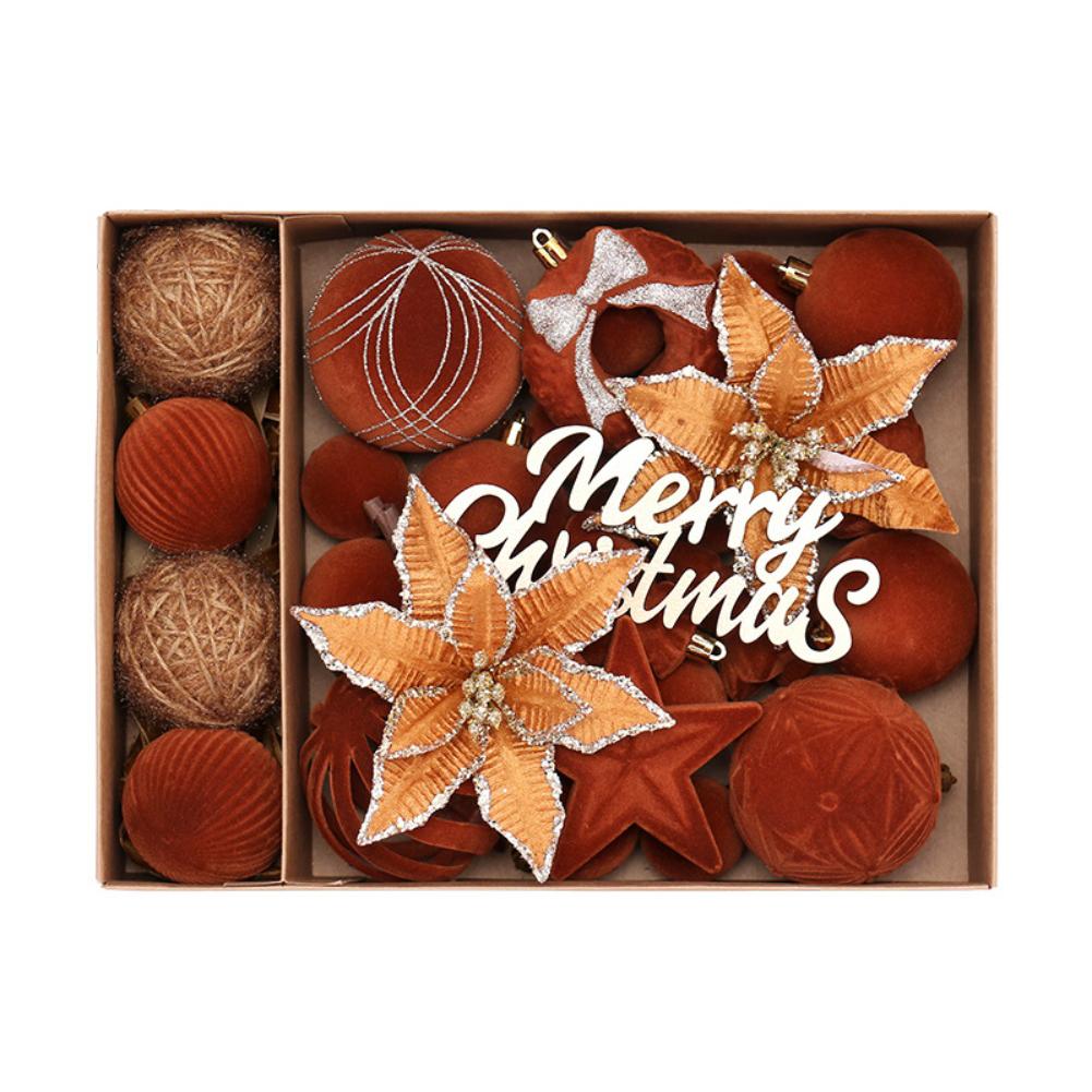 

38PCS Set of Christmas Tree Ornaments with Plastic Flocking Pendants Balls and Flowers for Holiday Decoration and Safe Hanging верблюд