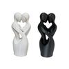 3D-Printed Minimalist Couple Ornament with Heart Cutout Smooth Delicate Lines Black White Desktop Keepsake Romantic Home Decor Gift