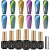 Biutee Magnetic Nail Gel Nail Cat Eye with Fine Diamond Dazzling Shine Polish, 6-Pack, Effect, 8ML, Magnet, Glitter, Gel, (997)