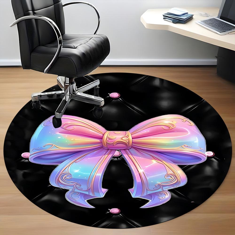 1pc Bowtie, Ribbon Office Round Rug, Carpet for Office, Gaming, Lightweight Round Floor Mat Yy260208077