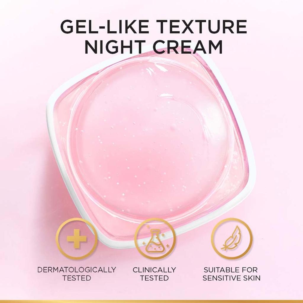 L'Oreal Paris Glycolic Bright Glowing Night Cream, Overnight Brightening Cream, Glycolic Acid in Gel-Like Cream Texture, 15ml