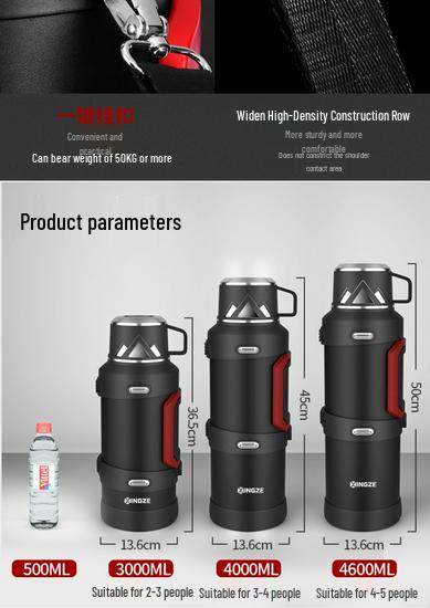 Large-Capacity Portable Thermos, 316 Stainless Steel, 3L & 5L Options, Ideal for Car Travel & Outdoor Use.