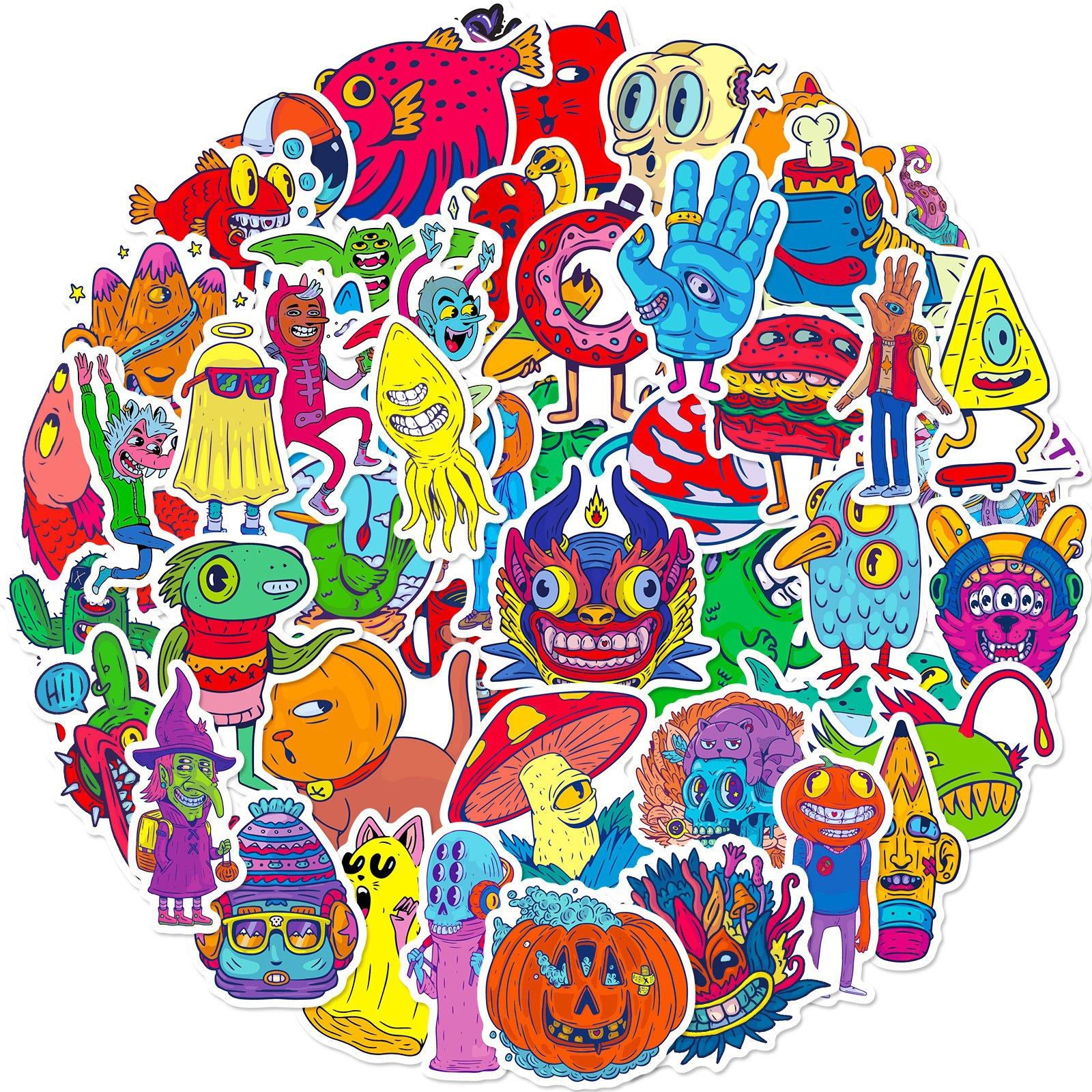 

50 Small-eyed Monster Stickers Student Doodle Cartoon Personalized Decorative Motorcycle Suitcase Waterproof Stickers