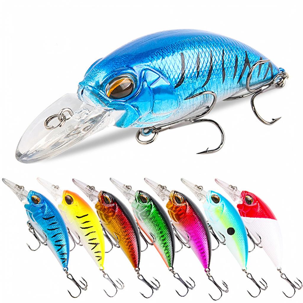 Body Floating Crankbait with Rattle Beads and Treble Hooks, Long Fishing