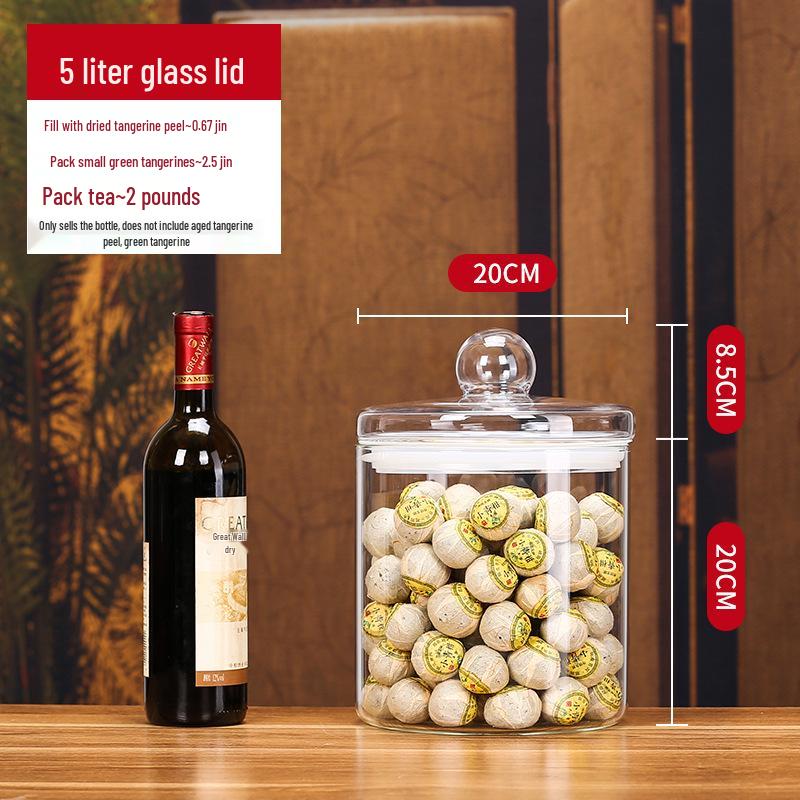 Large Glass Food-Grade Storage Jar for Dried Tangerine Peel and Tea Sealed for Freshness