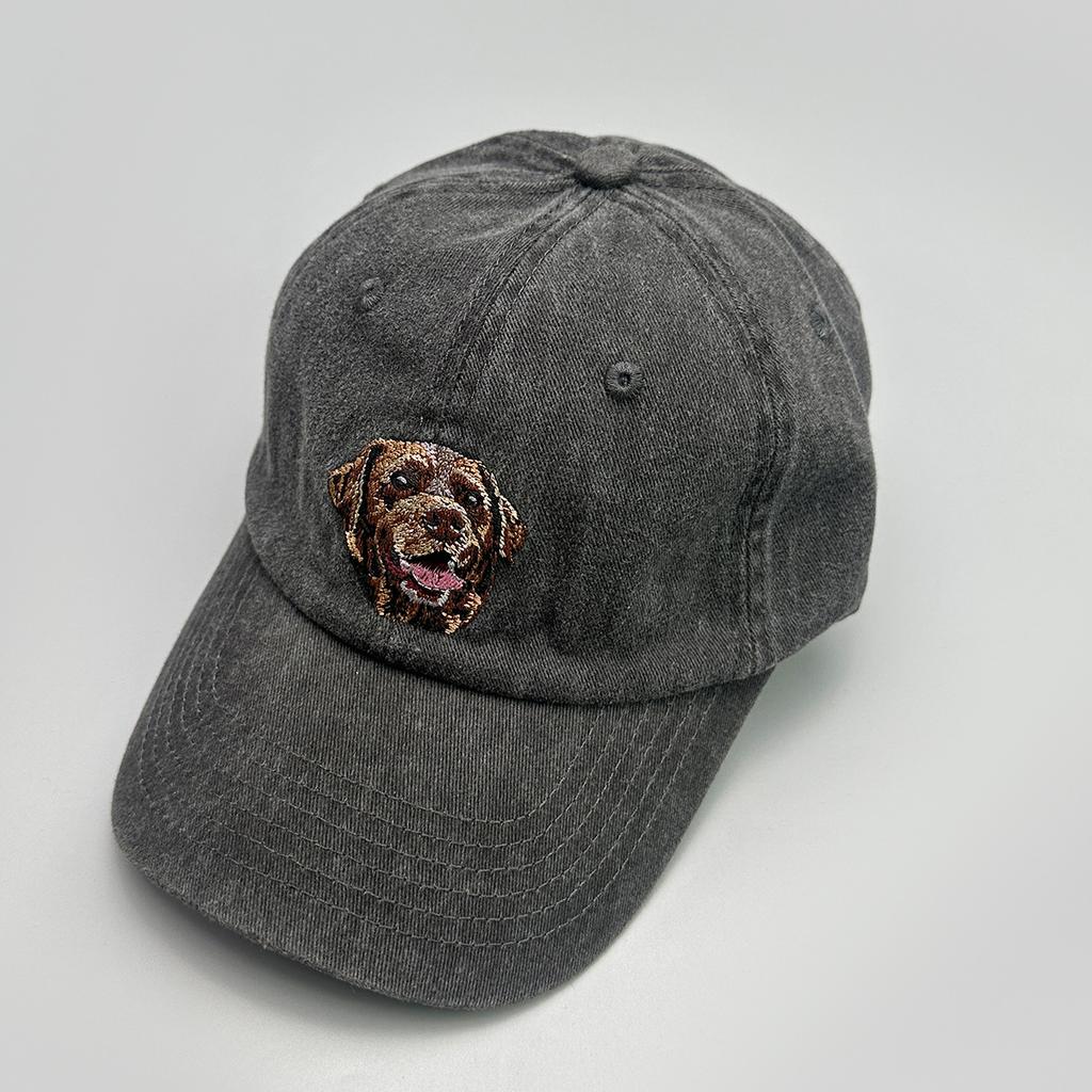 Cute Retro Puppy Embroidered Baseball Cap Men'S And Women'S Sunshade Simple Street Personality Cap