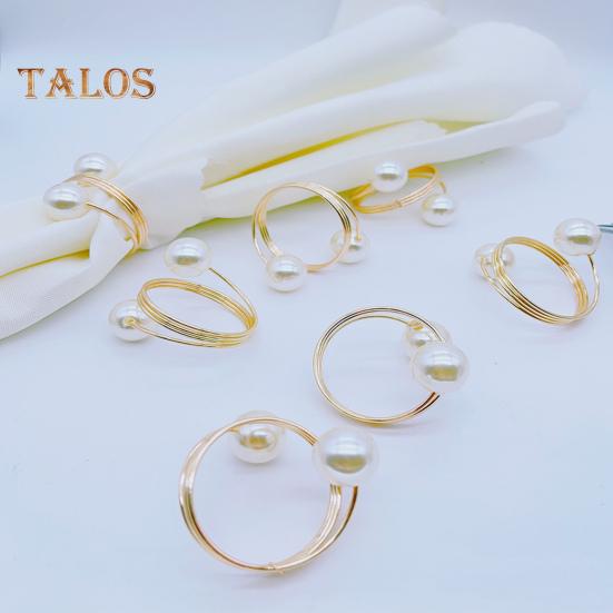 12/20Pcs Faux Pearl Napkin Ring Set Napkin Ring Buckles Metal Spring Napkin Holder Wedding Birthday Table Decoration