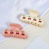 Yousheng Hair Claw Sparkling Rhinestones Inlaid Cherry Decorative Pattern Back Head Hair Clip Large Wide Tooth Design Hair Clip Versatile Hair