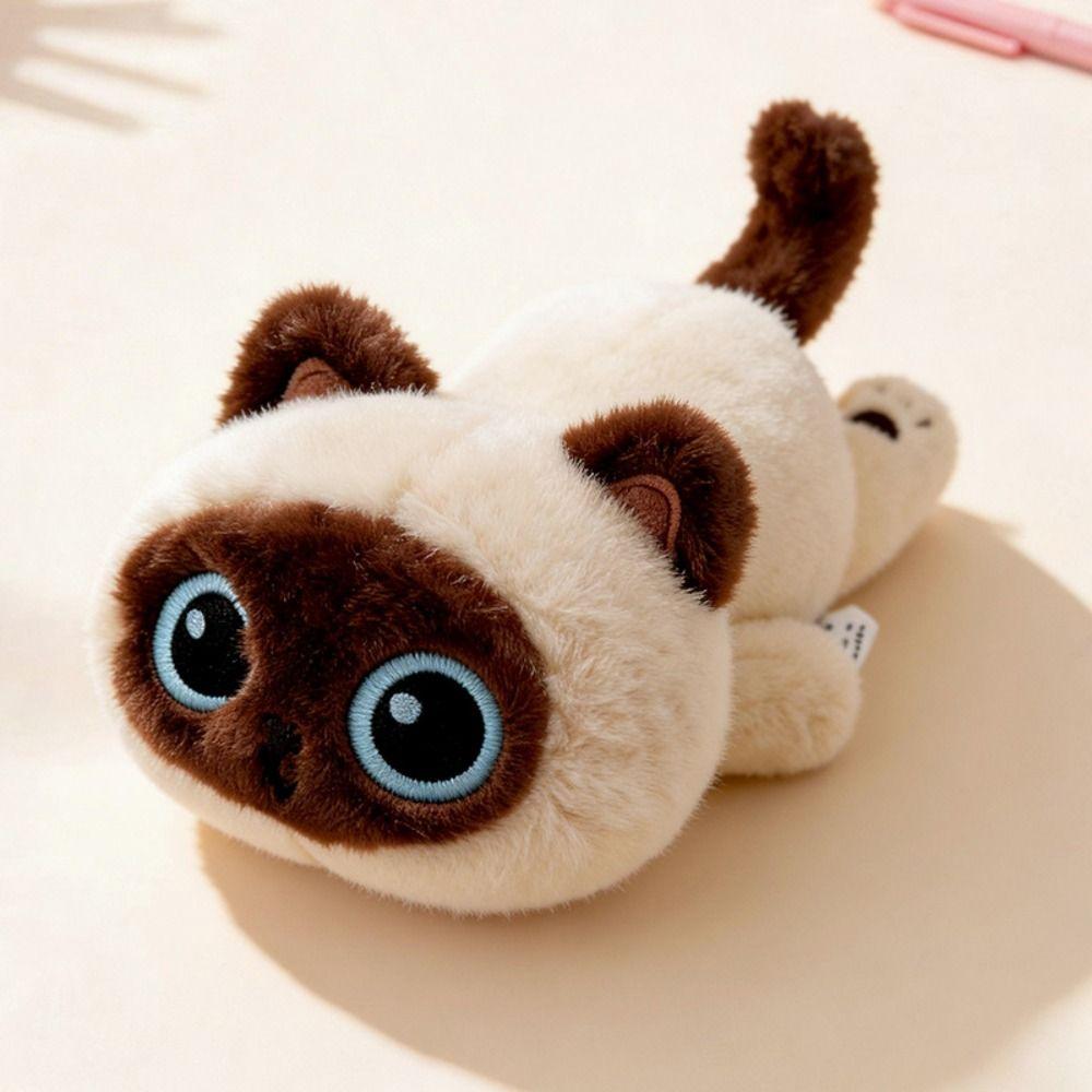 Cute Big Eyes Cat Plush Toy Soft Siamese Cat Plush Doll Simulation Cat Plush Doll Birthday Gift