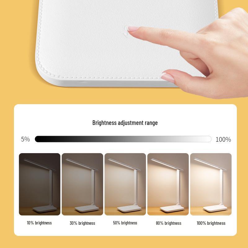 Rechargeable LED Desk Lamp: Eye-Protecting, Foldable, Three-Color Dimming for Students and Bedside Use