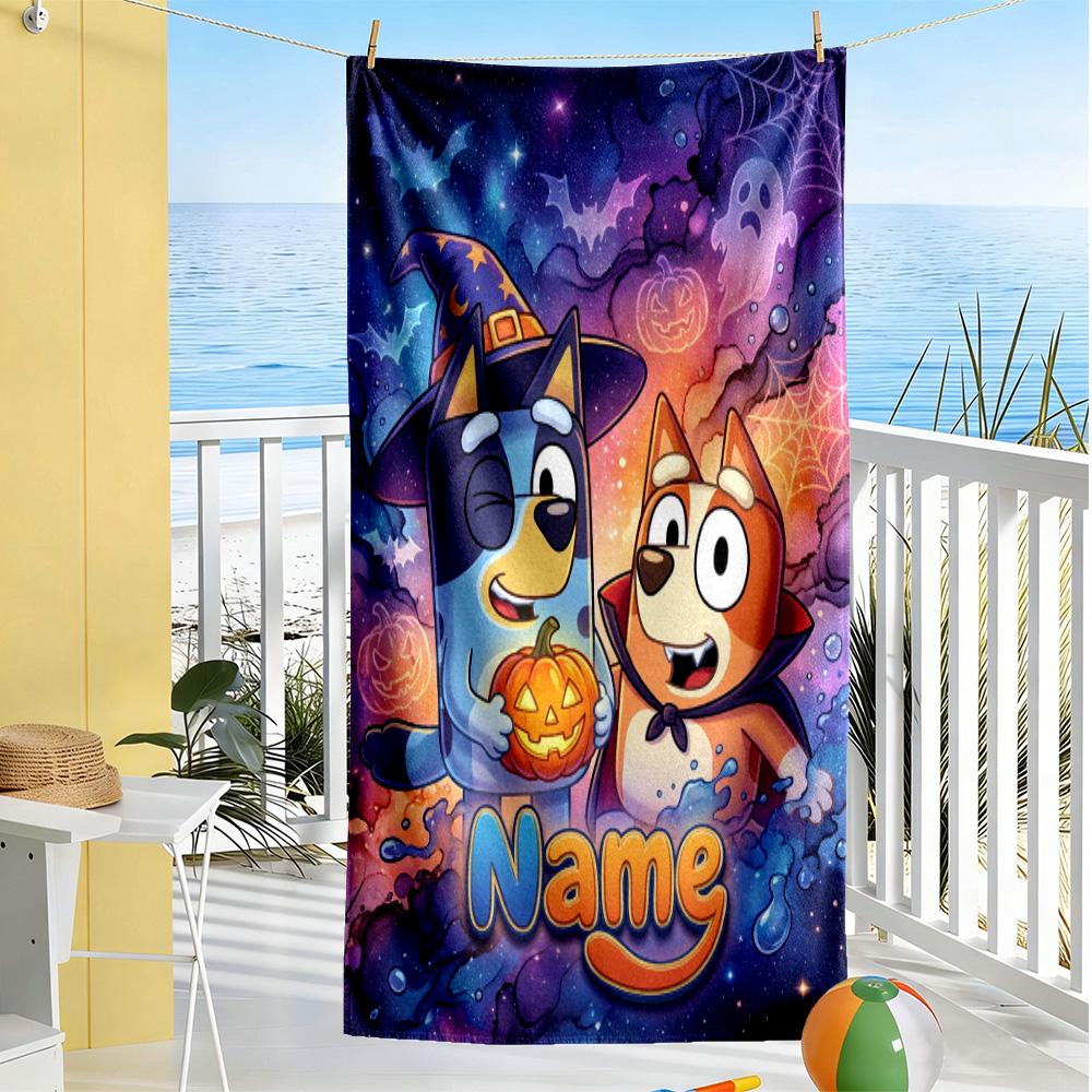 Halloween Night Adventure Customized Name Beach Towel Super Soft Microfiber Quickdry Fabric