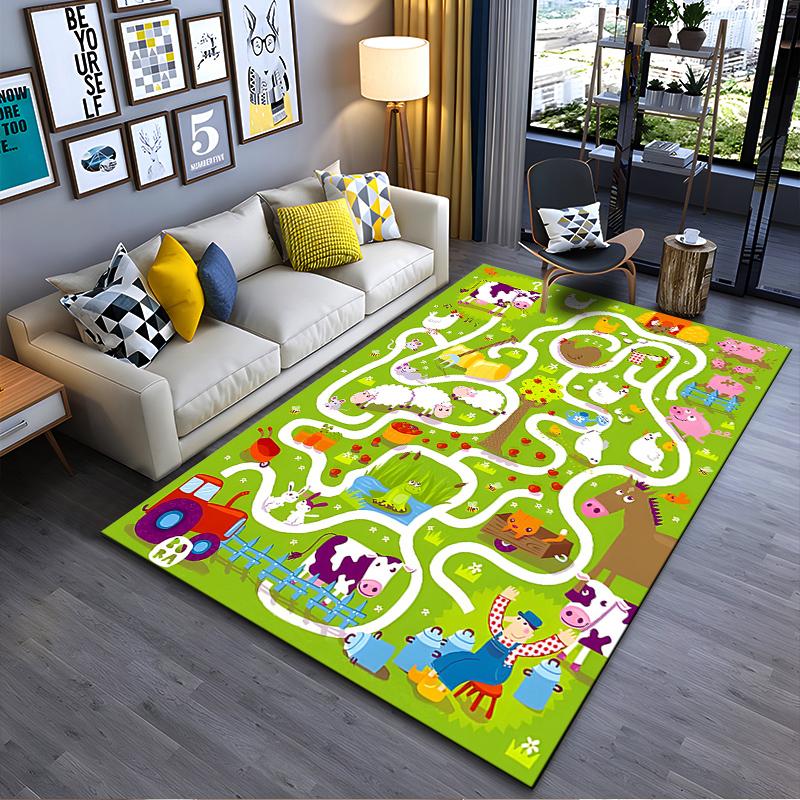

Colorful Cartoon Farm Maze Rug with Animals and Fun Characters Suitable for use as an anti-slip game mat for living room and bedroom sofas 40x60cm( 15x23in )