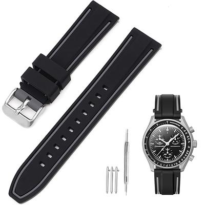 20mm Řemínek k hodinkám pro Swatch x OMEGA Speedmaster Silikonový řemínek k hodinkám pro Swatch a Nástroj pro rychlou výměnu a 3 Stěžejky v ceně [Ylfcly]