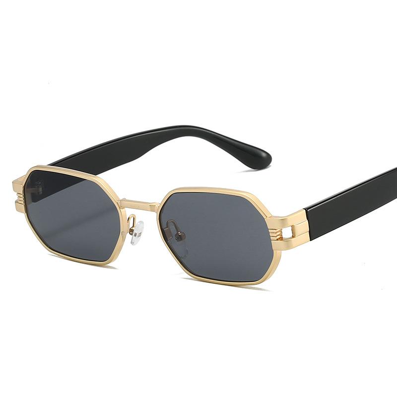 Polygon Metal Sunglasses Vintage Luxury Brand Designer Small Square Sun Glasses For Female Male Trendy Black Glasses Eyewear