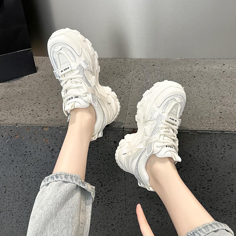 Leather platform dad shoes spring new small casual sports shoes