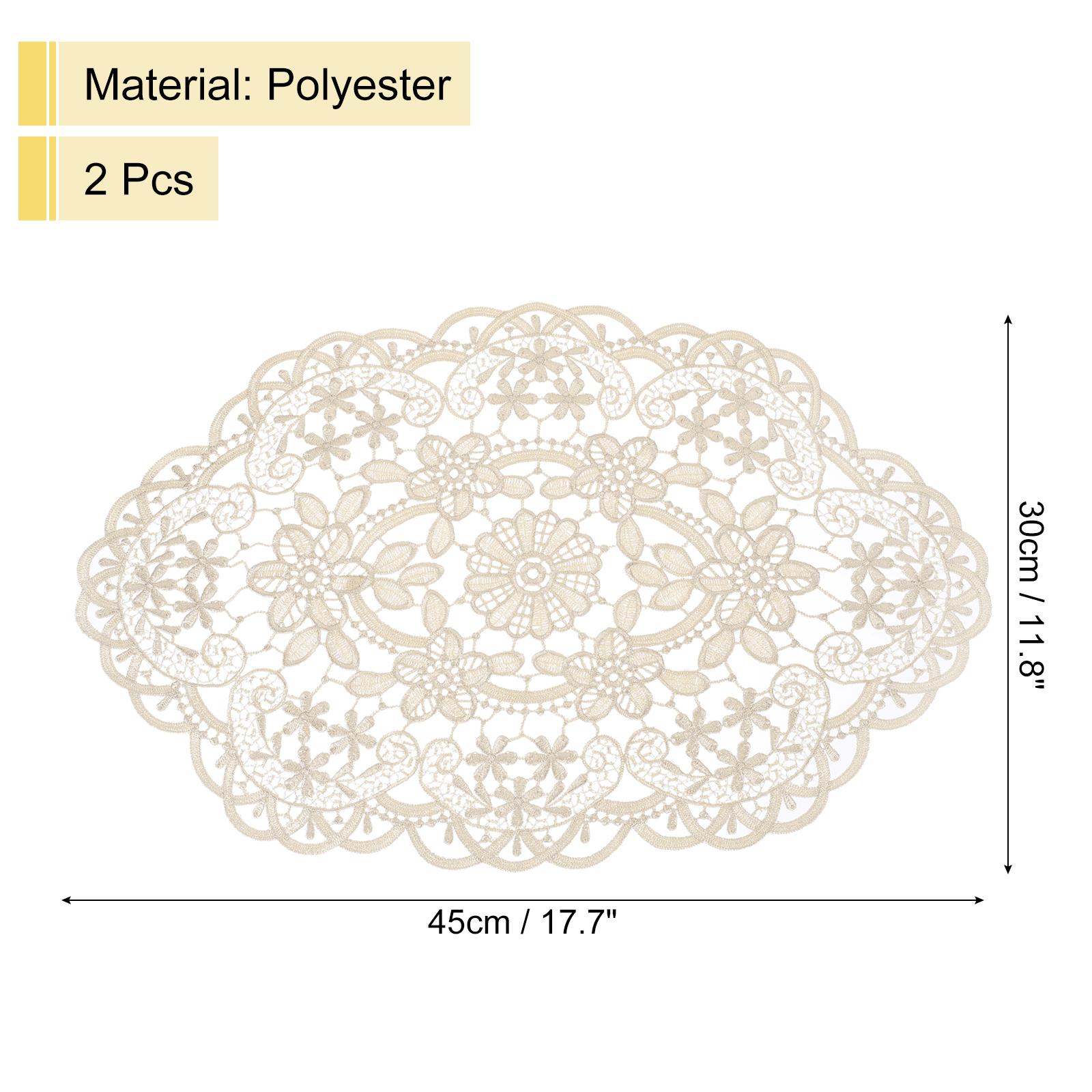 

2Pack Retro Lace Placemat 12x18-in Oval Embroidered Table Place Mats French Crochet Doilies Coasters Cup Mat for Home Wedding хаки