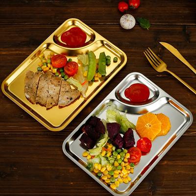 Fruit Dumplings Snack Vinegar Dish Food Tableware Container Korean Gold Dinnerware Rectangle Stainless Steel Sauce Dipping Tray