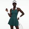 Womens Sporty Tennis Dress With Halter Neck Top Color-Block Collar Quick-Dry Badminton Running Gym Cycling