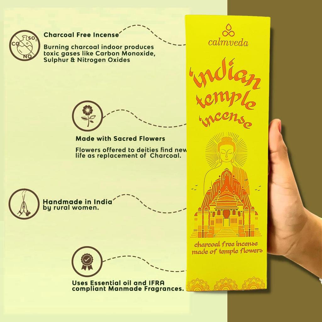 Spiritual Indian Temple Incense Sticks - 80 Charcoal Free Incense Sticks