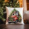 New Christmas Pillowcase Vintage Red Truck Cute Dog Christmas Tree Print Cushion Cover