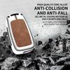 Fully Covered Flip Key Folding Key Cover case Metal Leather Car Remote Key Fob Cover Bag with Car Key Chain for Hyundai Kia
