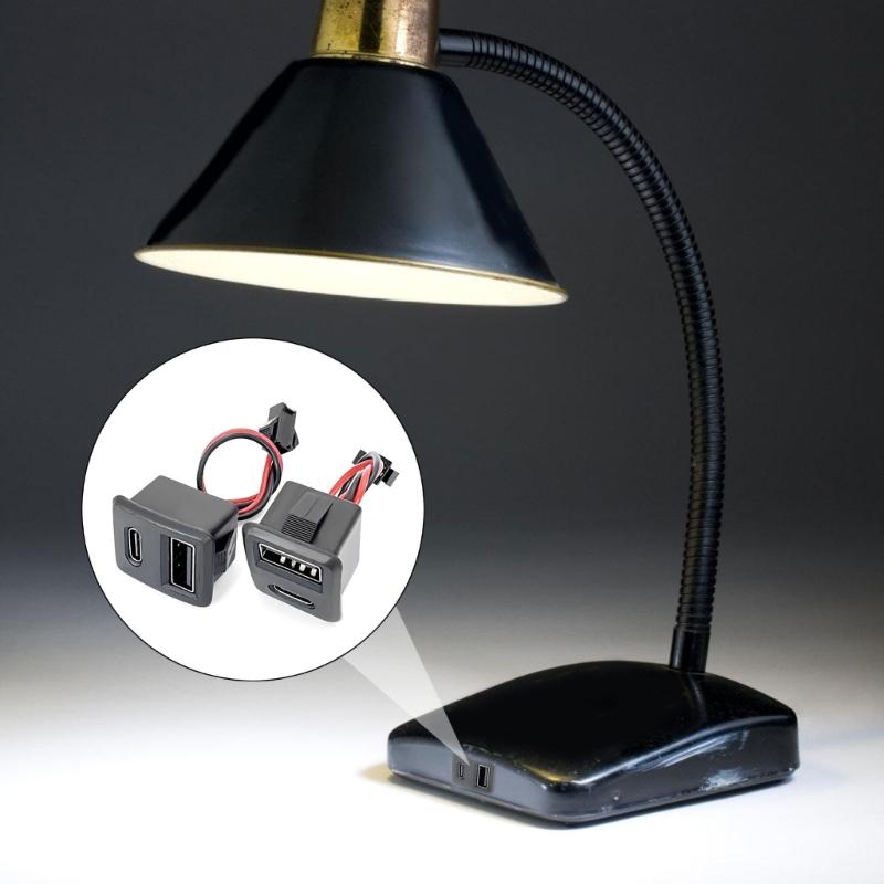 2Pcs Power Socket with Cable Connector High Current Type C And USB 2.0 Female Socket For Fast And Efficient Device Charging