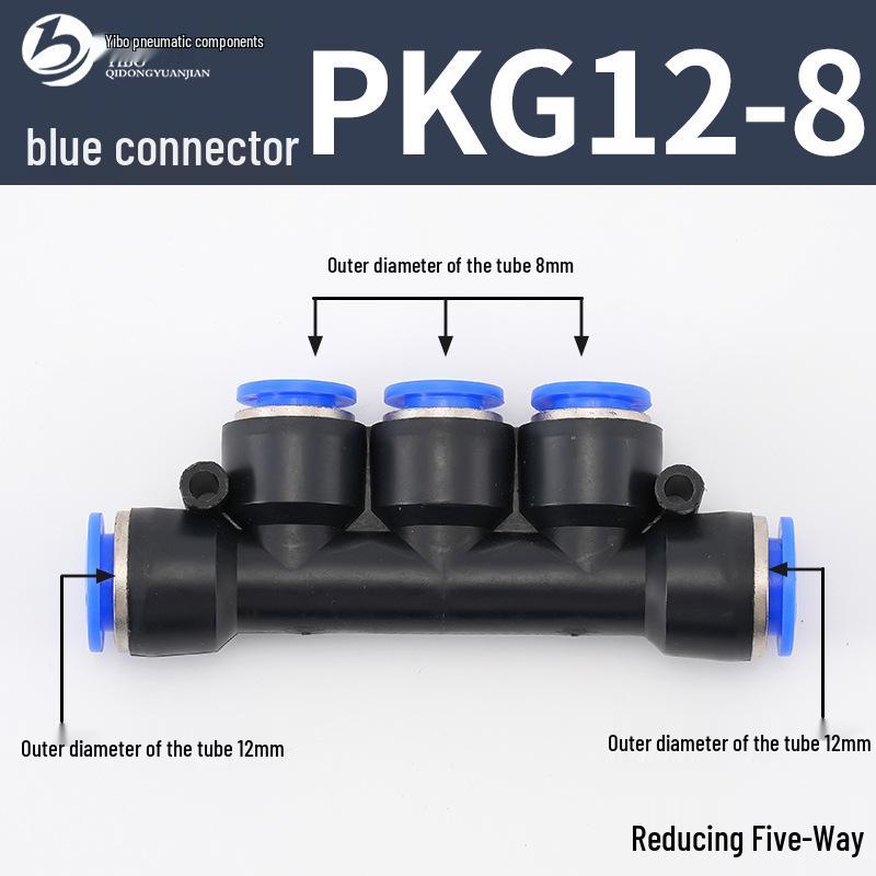 Wirtschaftlicher blauer pneumatischer Schnellkuppler: Gerade, T-Stück, Vierweg, Fünfweg, Reduzierstück für PU/PE/PY/PZA/PK/PV