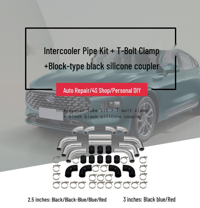 Aluminum Intercooler Pipe Kit, 12 Pieces, Compatible with Ford 6.0L (2003-2007)