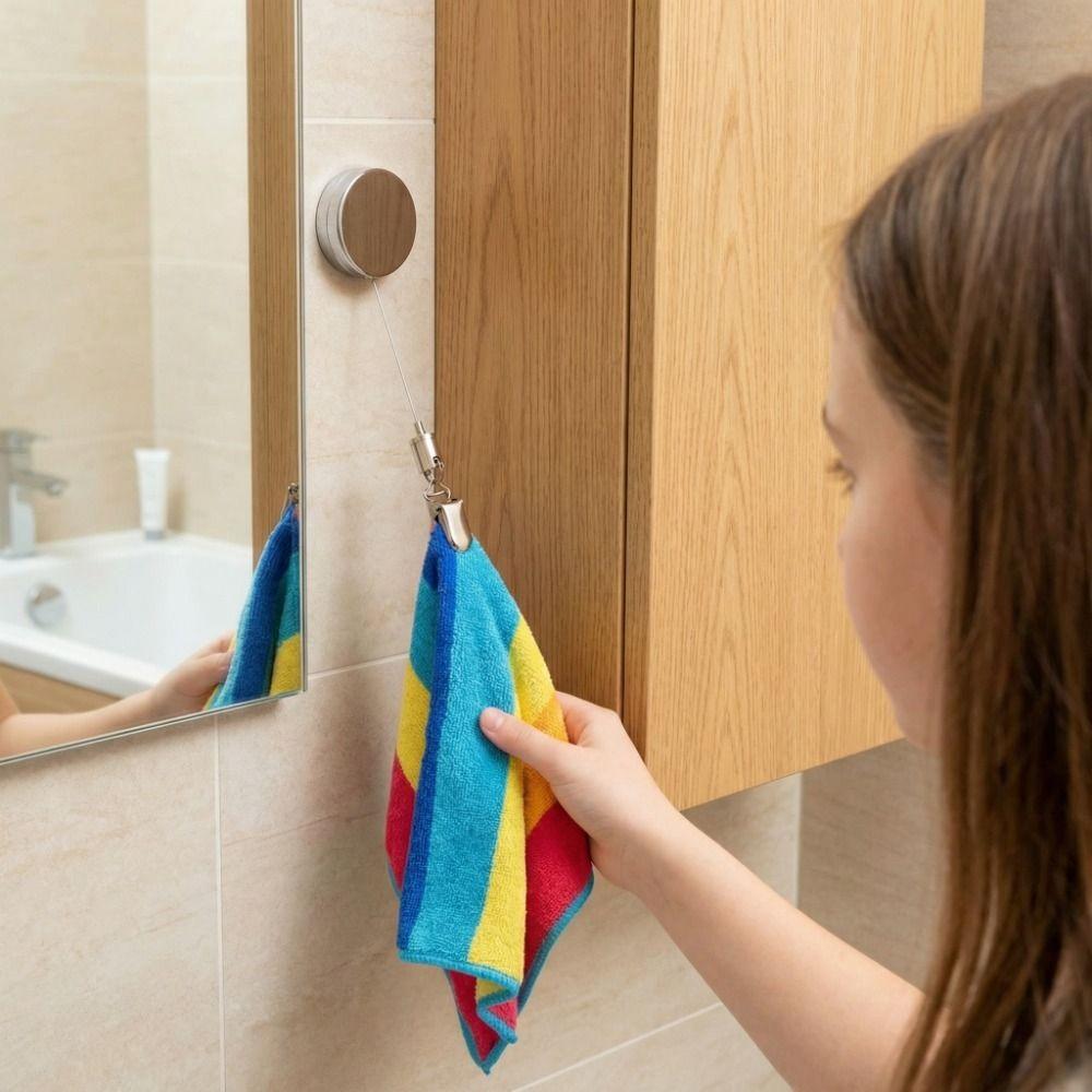 2PCS Automatic Retractable Towel Holder Self-Adhesive Work Card Holder ID Lanyard  Name Tag Display