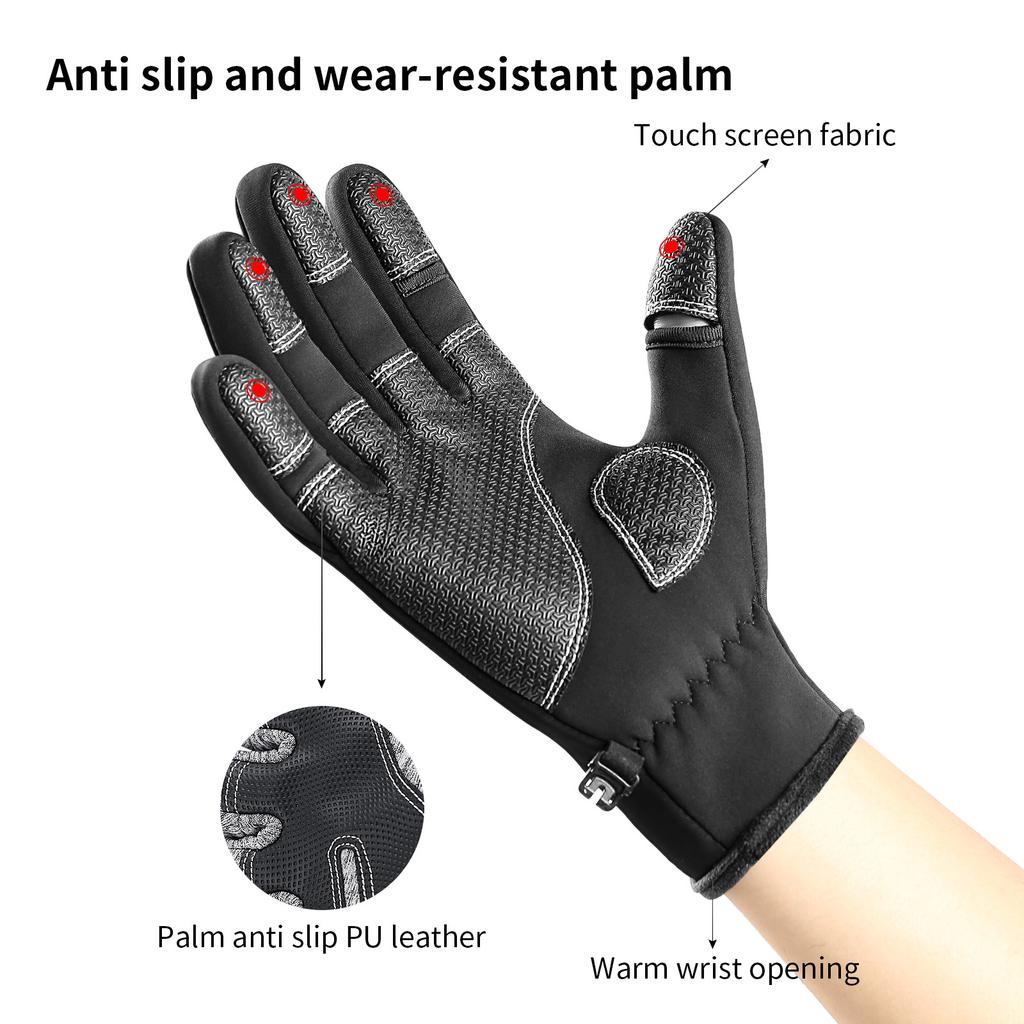 Winter Warme Outdoor Reiten Fahrrad Angeln Polar Fleece Handschuhe Freiliegende Zwei-Finger Touchscreen Rutschfest Wasserdicht Radhandschuh