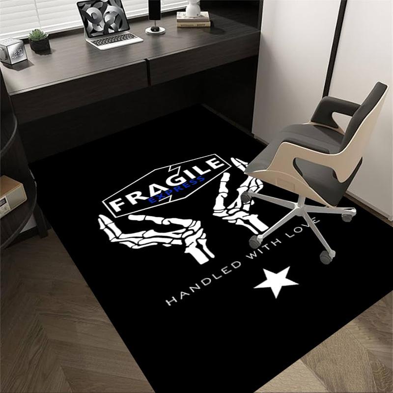 1pc FRAGILE EXPRESS Home Office, Durable Polyester Floor Mat with Easy, Office Decor, Urban Style, Nonslip Backing, Highquality Fabric