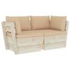 VidaXL 2-seater Garden Pallet Sofa, with Cushions, Spruce Wood