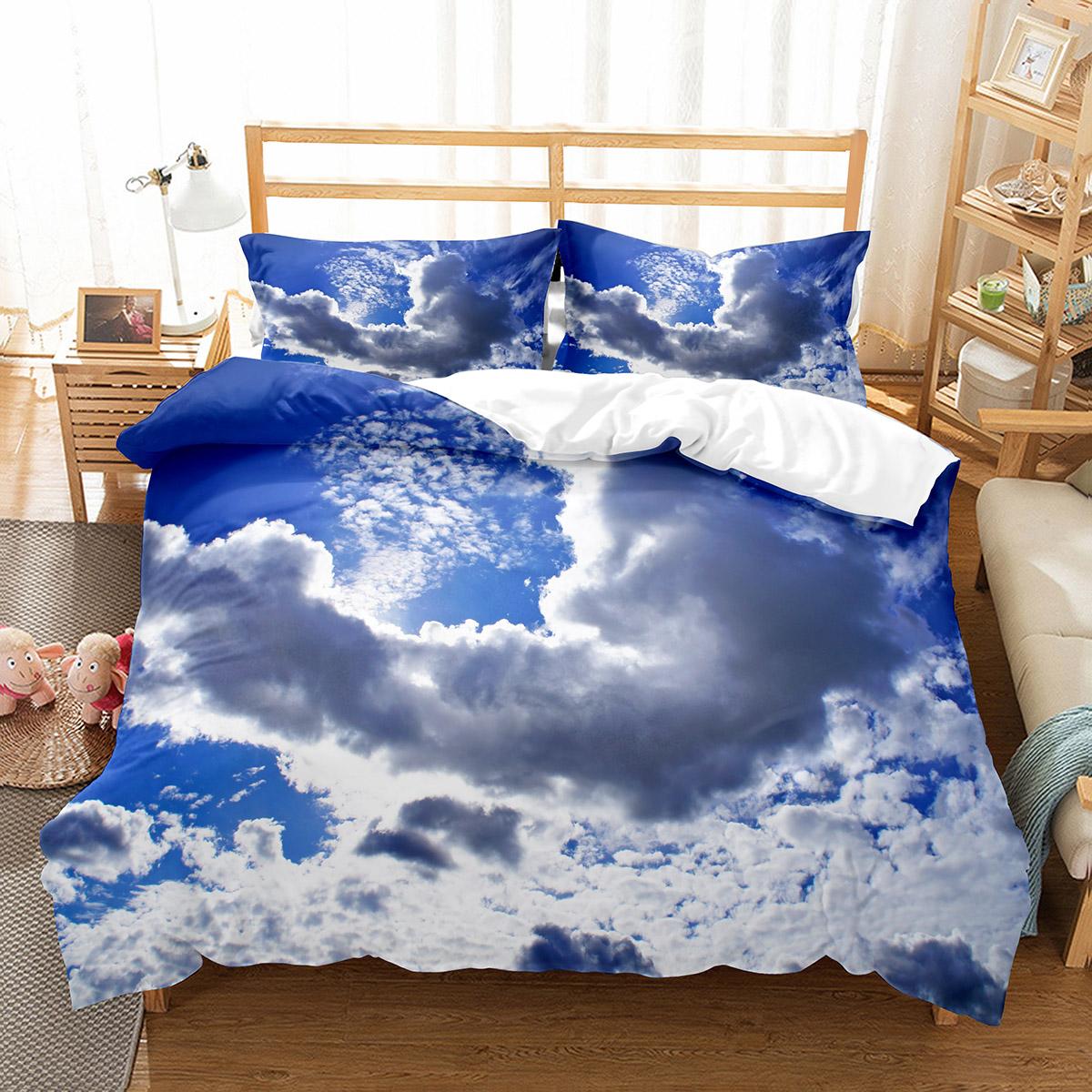 

Comforter White Cloud Comforter Twin Full King Size For Kids Teens Adults Bedroom Decor Bedding Set With Comforter (quilt)-EU Single(135*200cm)3pcs