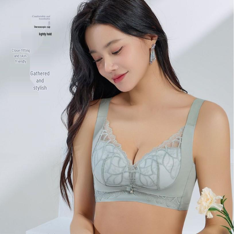 Women's Push-Up & Support Bra: Reduces Bust Appearance, Side Control, Adjustable Fit, Lace Floral Design, Comfortable Wide Straps