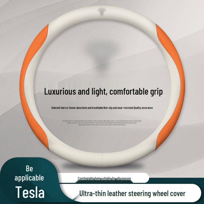 Tesla Model 3/Y/X Ultra-thin Genuine Leather Steering Wheel Cover - Four Seasons, Women's Edition