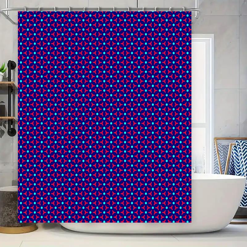 

Bright Red Blue Geometric Shower Curtain For Bathrooms Modern Decorative Polyester Fabric Size 72 X 84, Multicolored Pattern Wit W60H190(CM)-1 Pcs