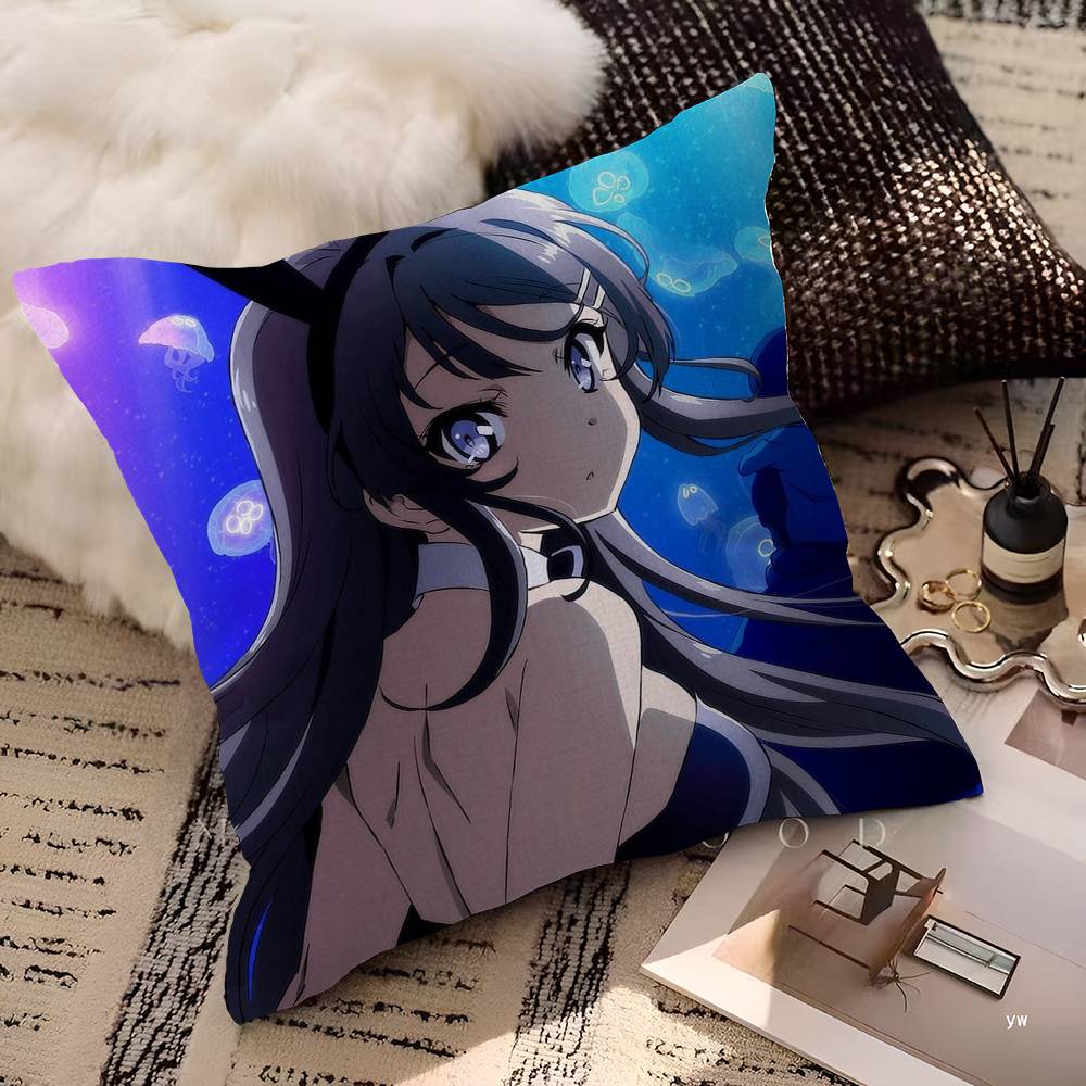 Rascal Does Not Dream Of Bunny Girl Cushion Cover Decorative Pillow Sofa Home Decor Case Pillow Cases
